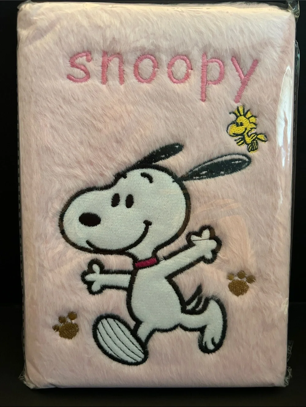 Peanuts Pink Fuzzy Snoopy Notebook for School with Woodstock Brand New